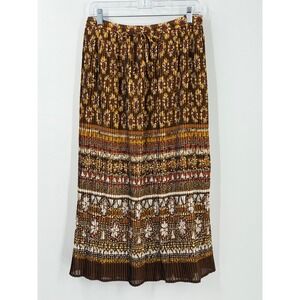 NWT Alfred Dunner Pleated Maxi Skirt Womens sz 22W Brown Boho elastic waist